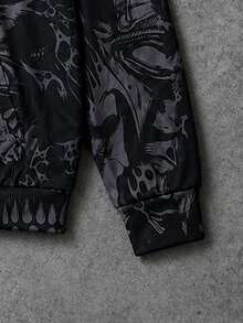 Sudadera con capucha para hombre de otoño/invierno, estilo americano oscuro, estética gótica, subcultura, vintage, elemento de terror, estampado de calavera en todo el Body, para uso diario, hogar, oficina, exterior, ciudad, regular, calle, casual, juvenil, minimalista, campus, retro, versátil, texturizada, elegante, personalizada, deportes - Multicolor - Ver 6