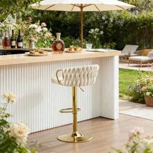 Table Stool With Soft Cushion, Comfortable Seating, Elegant Bar Stool, Kitchen Chair, Cafe Chair (Only One Bar Stool Included) - Milky - View 6