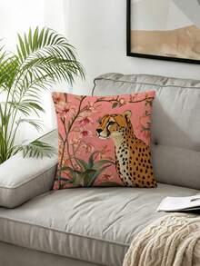 2件裝仿刺繡法式動物與植物主題枕套，居家裝飾禮品，聚酯纖維材質，隱形拉鍊，無填充，適用於居家裝飾、客廳裝飾、枕套、靠墊套、沙發裝飾枕、枕套、腰枕套 - 彩色 - 查看 2