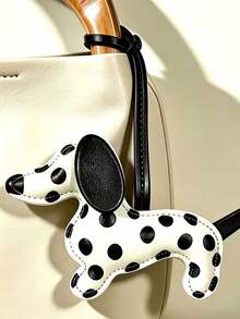 Polka Dot Dachshund PU Leather Keychain, Cute INS Style Spotted Puppy Bag Charm, Versatile Bag Pendant Accessory Key Chain, Couple Gift Small Item - Multicolor - View 3
