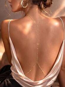 Women's Sexy Beaded Back Chain Beach Party Back Accessory - Gold - View 2