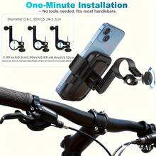 Bicycle Motorcycle Handlebar Phone Holder, Phone Clamp With Rotating Bracket, Suitable For 4.7 Inch To 7.2 Inch Smartphones, Motorcycle Phone Holder, [1s Auto Lock] Bicycle Phone Holder, [10s Quick Install] Handlebar Phone Holder, Compatible With IPhone, Compatible With Samsung, All Phones - Black - View 8