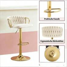 Table Stool With Soft Cushion, Comfortable Seating, Elegant Bar Stool, Kitchen Chair, Cafe Chair (Only One Bar Stool Included) - Milky - View 3