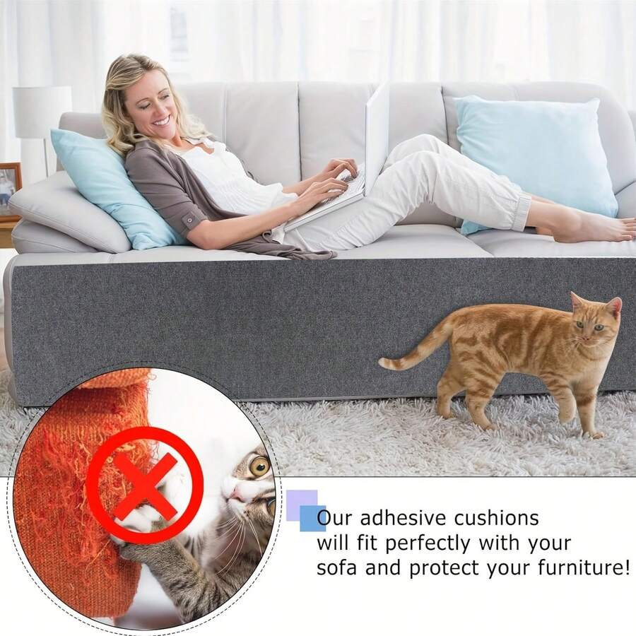 Self-Adhesive Cat Scratch Pad, Multi-Color & Multi-Size Options, Trimmable DIY Cat Furniture Protector, Anti-Scratch Cat Scratching Pad, Fits Cat Tree / Door / Sofa, Pet Anti-Scratch Carpet - 40cm X 100cm - View 1