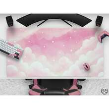 Pink And White Cloud Mouse Pad, Cute Macaron Color Desk Mat, Cute Cloud Sky Gaming Mouse Pad, Large Extended Pad, Minimalist Office Decor - Mouse Pad - View 2