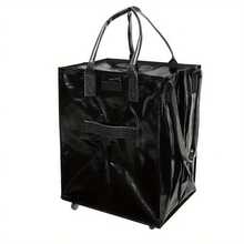 Large Capacity Foldable Shopping Tote Bag With Wheels, Portable Collapsible Grocery Bag For Shopping & Camping, Over 2.64 Gallons Capacity - Rose - View 7