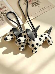 Polka Dot Dachshund PU Leather Keychain, Cute INS Style Spotted Puppy Bag Charm, Versatile Bag Pendant Accessory, Key Chain, Couple Gift Small Item - Multicolor - View 5