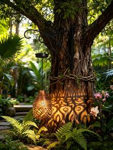 2pcs Solar Hanging Lights, Hummingbird Silhouette Projection Lights, Moroccan Style Metal LED Solar Lights, Warm Light Projection Pattern, Suitable For Garden, Yard, Porch, Balcony, Pathway, Christmas Decoration, Christmas Gift, Best Gift For Family And Friends. - Hummingbird Pendant Light - View 8