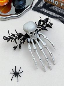 Women's Halloween Skeleton Hand Hair Clip, Gothic Skeleton Artificial Rose Eyeball Decor Side Hair Clip, Suitable For Women And Girls Horror Cosplay Party Hairstyle Accessory, Match Halloween Devil Party Costume Hair Accessory, Women's Halloween Hair Accessory Costume Prop, Women's Hair Clip, Halloween Costume, Women's Hair Accessory - Multicolor - View 10