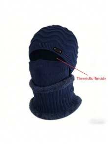 3PCS Unisex Autumn/Winter Knitted Hat, Scarf And Mask Set, Thermal Lined Warm Ear Protection Combination - Multicolor - View 8