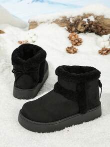 Sepatu Bot Ankle Wanita Sol Tebal Bergaya Vintage, Sepatu Bot Musim Dingin Sol Platform untuk Perjalanan Sehari-hari - Hitam - View 4