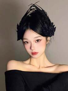 1對女款純色刺繡羽毛飾邊髮夾頭飾髮飾 攝影節慶服裝道具裝飾 衣飾 Cosplay 萬聖節禮物 派對聚會 - 彩色 - 查看 5