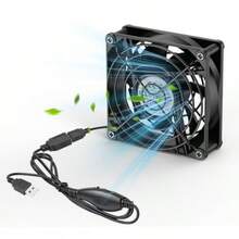 ELUTENG USB冷却ファン 12cm 無段階調速器付属1100～2200RPM 120mm USBファン 金属製フレーム付き 油圧ベアリング 7枚羽根 安定風量 PC ルーター ゲーム機冷却 卓上扇風機 ブラック - チェックする 1