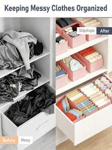 Pink Foldable Lidless Underwear Storage Box, Suitable For Wardrobe, Dress, Drawer Divider, Also As Underwear And Cosmetics Storage Basket, Applicable For Home, Room, Autumn Bedroom Decor, Holiday Bedroom Decor - Pink - View 11