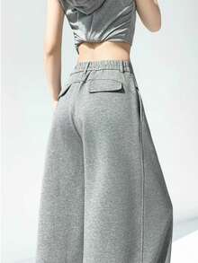 Autumn/Winter Fashion Versatile Design Drawstring Casual Slimming Loose Curved Leg Straight Leg Sweatpants - Grey - View 5