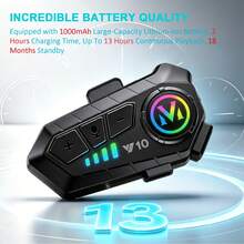 1件裝經典摩托車頭盔耳機 Y10，無線 5.3，IP66 防塵防水，高畫質音質，降噪系統，13 小時電池續航，RGB 燈光，戶外騎行完美選擇 - Y10 - 查看 3