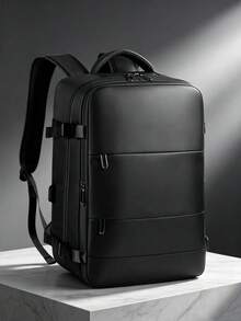 [Simplified Version][Multi-Purpose]Business Commute + Short Trip Dual-Use Backpack, One-Stop Storage For Laptop/Clothing/Documents, USB, Anti-Theft - Minimalist Style - View 2