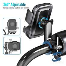 Bicycle Motorcycle Handlebar Phone Holder, Phone Clamp With Rotating Bracket, Suitable For 4.7 Inch To 7.2 Inch Smartphones, Motorcycle Phone Holder, [1s Auto Lock] Bicycle Phone Holder, [10s Quick Install] Handlebar Phone Holder, Compatible With IPhone, Compatible With Samsung, All Phones - Black - View 10