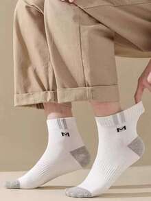 5/10 Pairs Men's Letter M Short Socks, Versatile Casual Socks - Multicolor - View 4