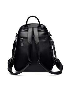 2026 New Women's Shoulder Bag High Quality PU Leather Backpack Luxury Designer Brand Backpack Large Capacity Girl Travel Book Bag - Black - View 5