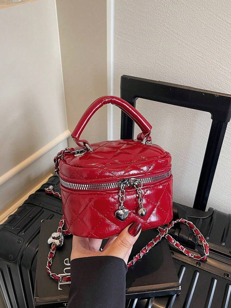Dedoo Tas Tangan Wanita Klasik Modis Terbaru, Multifungsi, Terbuat dari Kain PU Tahan Air dengan Desain Quilted. - Merah - View 10