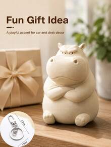 3D Printed Angry Hippo Car Dashboard Ornament, Funny Angry Expression Animal Figurine, Compact Car Interior Decor, Suitable For Center Console, Desk And Bookshelf, Unique Creative Home Office Decoration, Perfect Birthday Holiday Gift For Drivers And Animal Lovers - Multicolor - View 10