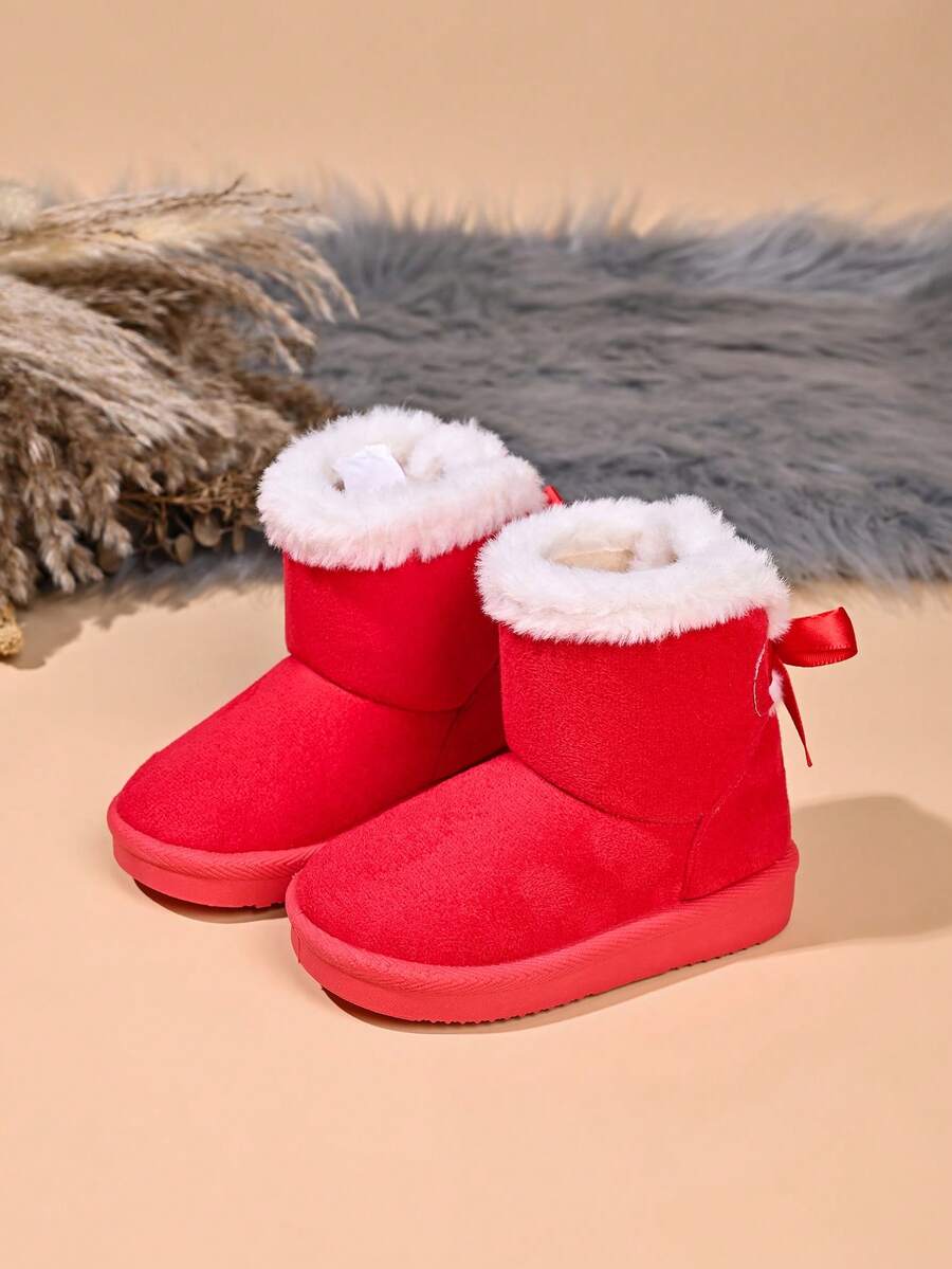 Baby Fashion New Snow Boots With Bow Decoration - Red - View 1