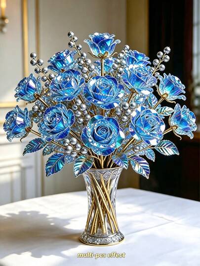 30/12/1pc Artificial Rose And Berry Bouquet, Dreamy Gold Foil Roses And Silver Berries Combination, Creates Elegant And Sophisticated Atmosphere, Suitable For Home Decor, Tabletop Decoration, Office Desk Display, Photo Props, Garden Refresh, Applicable For Wedding Decoration, Birthday, Anniversary, Back To School Gift, Elegant Matching, Full Of Ritual Sense, Artificial Flower Bouquet