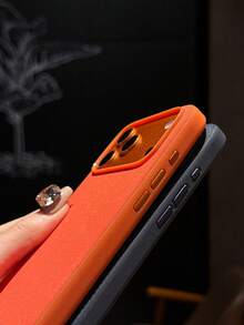 Casing Magnetik Tenun Teknologi Mewah Kompatibel dengan iPhone 18Pro 17Promax 16Pro 15 Plus 14 13 12 11 Tahan Guncangan Genggaman Nyaman Anti Sidik Jari Penutup Pengisian Daya Nirkabel - Jeruk - View 11