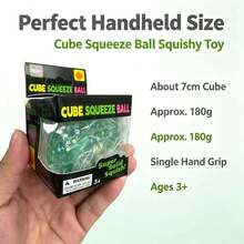 Transparent Ocean Cube Squishy, Transparent Jelly Stress Ball Fingertip Toy, With Shells, Starfish And Glitter, Soft Squeezable Sensory Toy, Office Desk Decor, Anxiety Relief, Gift For Children And Adults - Green - Transparent Ocean Cube Squeeze Toy - View 4