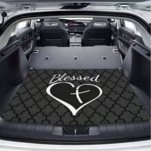 1 buah Alas Bagasi Mobil Universal, Alas Bagasi Anti Selip Tahan Air dengan Motif Cetak, Cocok untuk Dekorasi Interior Bagasi Kendaraan, Bahan Poliester, Motif "Blessed" dan Salib Hati - Diberkati - View 1