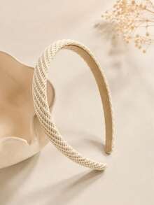 1pc Girls Maillard Color Fine Knit Fashionable Elegant Minimalist High Crown Headband Suitable For Daily Wear - Multicolor - View 8