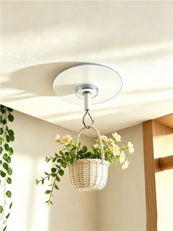 Drill-Free Self-Adhesive Hook, Easy Installation, Fashionable PVC Design, Hook Shape, Suitable For Multiple Scenarios