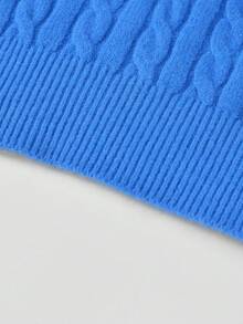 Soft Blue Pullover Knit Sweater For Women, Loose Fit Base Layer Inner Sweater, Autumn/Winter, Petite - Blue - View 7