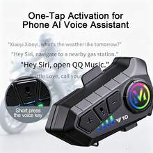 1件裝經典摩托車頭盔耳機 Y10，無線 5.3，IP66 防塵防水，高畫質音質，降噪系統，13 小時電池續航，RGB 燈光，戶外騎行完美選擇 - Y10 - 查看 4