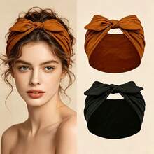 1pc Bohemian Style Bow Headband, A Perfect Blend Of Romantic Exotic Charm And Practicality, An Essential Fashion Accessory For Every Woman's Wardrobe. Its Most Eye-Catching Feature Is The Exquisite Bow Design, Which Not Only Adds Elegance And Sweetness To The Overall Look, But Also Effortlessly Conveys A Rich Artistic Atmosphere, Instantly Elevating Ordinary Daily Outfits - Multicolor - View 2