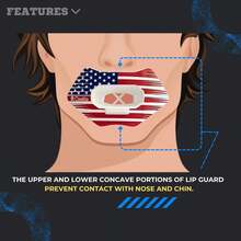 Ootball Mouth Guard Lip Guard With Permanent Helmet Strap Fits Adult & Youth, Ultra-Breathable Maximum Airflow, All Red Design With Protective Storage Case - American Flag - View 4