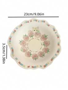 1pc Cute Fruit Pet Ceramic 9-Inch Plate, Exquisite Ceramic Vegetable Salad Mixed Rice Plate, Beautiful Dessert Cake Display Plate, Party Gathering Guest Reception Plate, Suitable For Home, Restaurant, Cafe, Dessert Shop, Gift, Gathering, Party - Multicolor - View 2