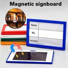 5pcs Magnetic Label Clips, Reusable Data Card Holders With Transparent Plastic Protective Covers, Suitable For Whiteboards, Metal Cabinets, Home Office, Storage Cabinets And Warehouse Organization Magnetic Shelf Labels - Multiple Specifications - View 3