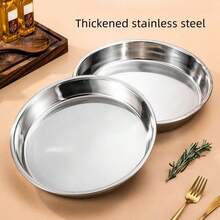 Stainless Steel Round Plate, Steamed Rice Noodle Plate, Cake Plate, Rice Roll Plate, Flat Bottom Dish, BBQ Multi-Purpose Plate - View 6