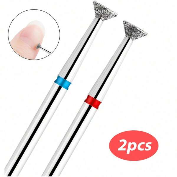 2pcs Fine Diamond Nail Drill Bits, Stainless Steel UFO-Shaped Rotary Grinding Heads, Professional Grade Nail Drill Bits, Suitable For Manicure, Pedicure, Callus Removal, Polishing, Removing Nail Polish, Cuticles And Gel Nail Polish, Ideal For Nails And Dead Skin, Suitable For Nail Care Use, Nail Grinding Band