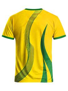 Brazil Style Customized Men's Soccer Jersey & Customizable Name And Number & Round Neck Soft Lightweight Sports Top & Training, Daily, Gift - Yellow - View 5