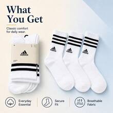 Adidas Socks White Stripe 3 Pairs - Black and White - View 9