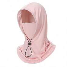 1pc Ice Silk Hooded Sun Protection Face Mask, Breathable Neck Guard Head Cover For Men And Women, Adjustable Drawstring, Cycling Outdoor Sun Protection Hat Cover, 4 Colors Available - Multicolor - View 9