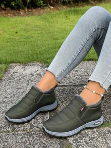 Autumn/Winter Warm Women's Shoes, Unisex Snow Boots, Slip-On Soft Sole Comfortable Casual, Size Runs Small - Army Green - View 4