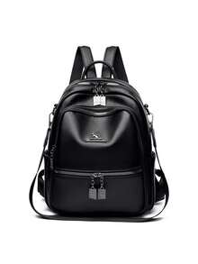 2026 New Women's Shoulder Bag High Quality PU Leather Backpack Luxury Designer Brand Backpack Large Capacity Girl Travel Book Bag - Black - View 2