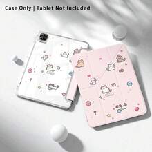 Pola Kucing & Hati Cetak UV Datar, Perlindungan Penuh Anti Jatuh & Tahan Guncangan, Casing Pelindung Tablet Lipat Y, Pelat Belakang Akrilik dengan Slot Pena, Kompatibel dengan Model /Honor/ dan Xiaoxin - MultiWarna - View 3