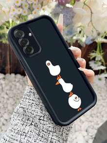 1 buah Casing Ponsel Motif Tangga Mata Ketiga 3 Bebek, Bingkai Kulit Hitam, Pelindung TPU Lembut Tahan Guncangan, Kompatibel dengan Ponsel GALAXY, HONOR - Hitam - View 1