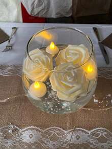 1/3pcs Artificial White Rose Flowers, Faux Roses For Home, Office, Wedding Table, Party, Yard, Garden And Summer Decoration - White - View 5