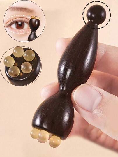 1pc Purple Sandalwood Eye Massage Stick, Horn-Shaped Eye Cream Applicator, Reusable Facial Care Tool For Home And Travel